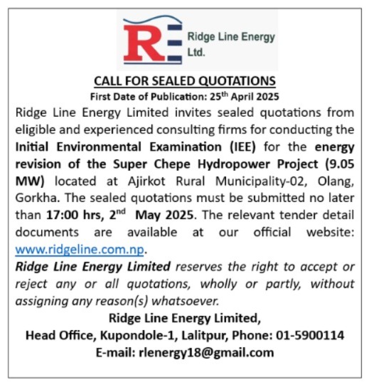 Request for sealed quotes: Initial Environmental Examination (IEE).