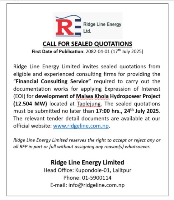 INVITATION FOR SEALED QUOTATION FOR PROVIDING FINANCIAL CONSULTING SERVICES